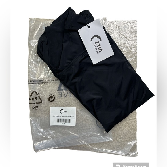 Black Criss-Cross Mesh Short Sleeve T Medium ZYIA NWT 2147 - Picture 12 of 12